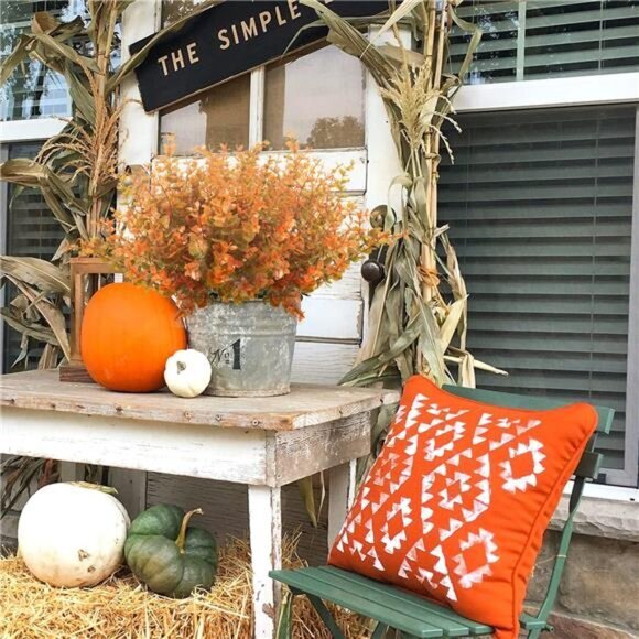 Fall Decorations 10 Bundle Artificial Fall Boxwood No Fade Faux Autumn Plants - Picture 3 of 7